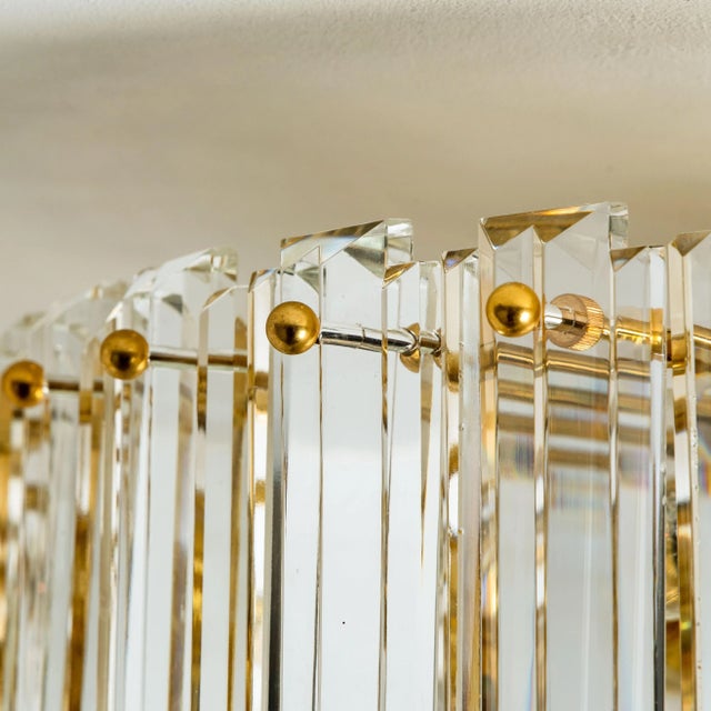 Large Faceted Prims and Gild Brass Flush Mount by J.T. Kalmar, 1970s For Sale - Image 6 of 16