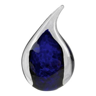 Vintage Art Glass Water Drop Paperweight Sculpture For Sale