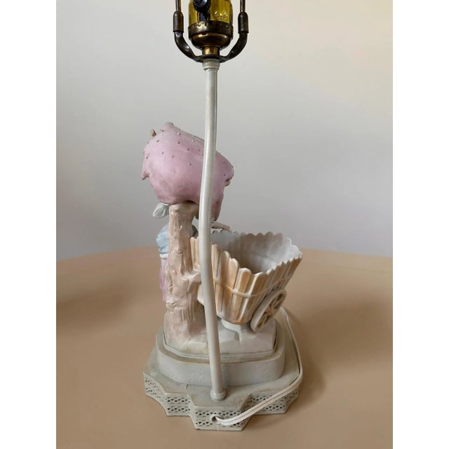 Pair of Antique Bisque Electric Table Lamps For Sale - Image 9 of 12