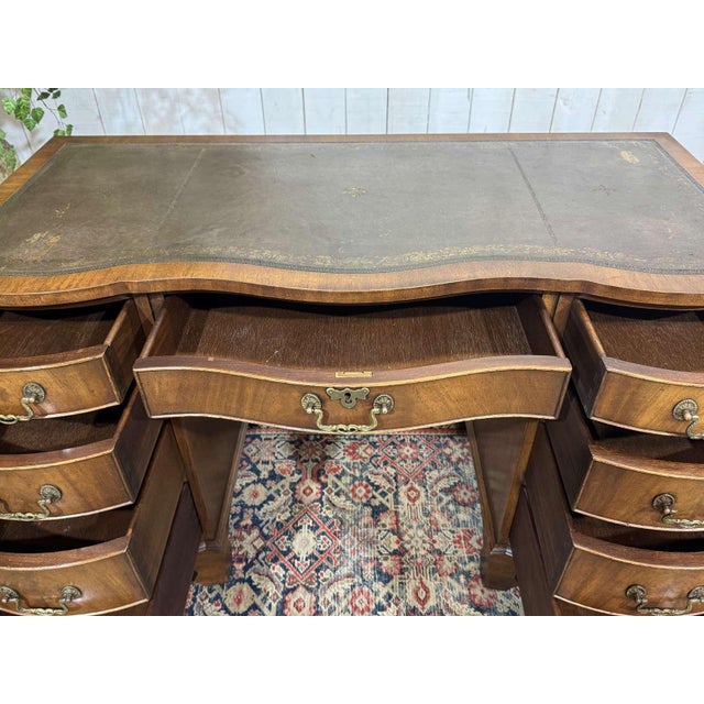 English Desk in Mahogany with a Leather Top, 1950s For Sale - Image 4 of 16