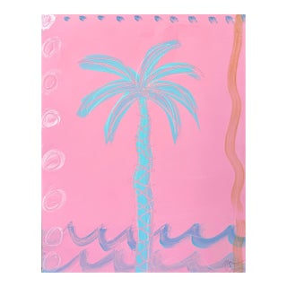 Harbor Island Painted Palm Study on Panel I For Sale