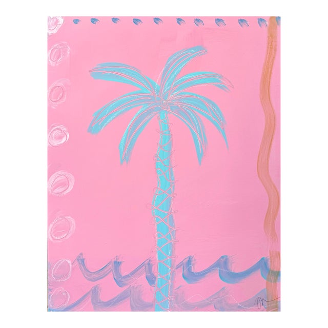 Harbor Island Painted Palm Study on Panel I For Sale