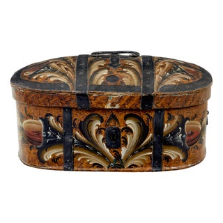 Antique Scandinavian Folk Art Hand Painted Box, 1860 For Sale