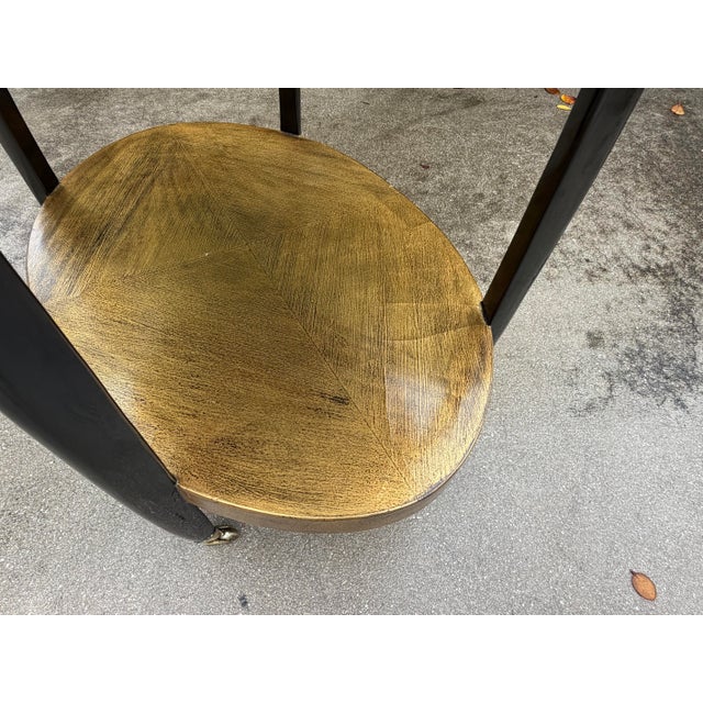 Vintage Gold and Black Oval Bar Cart on Brass Casters For Sale - Image 10 of 12