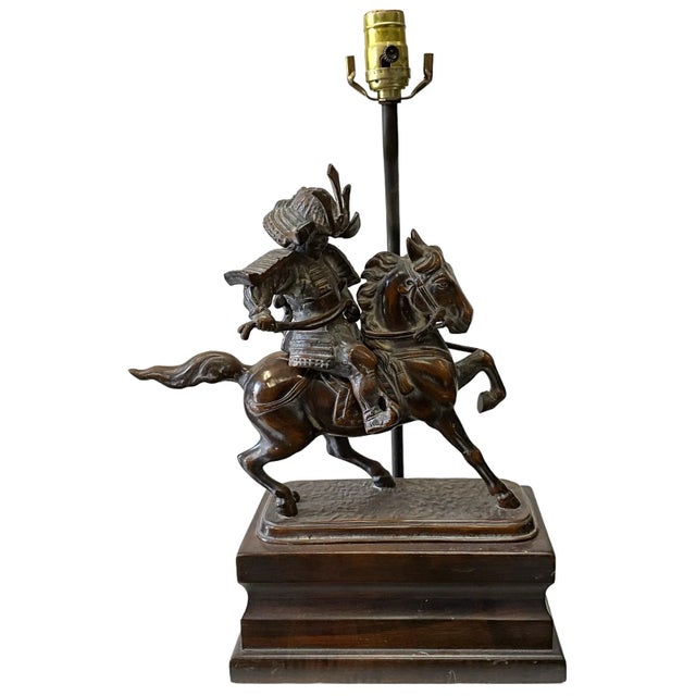 Frederick Cooper Bronze Chinese Warrior & Horse Table Lamp For Sale In Atlanta - Image 6 of 6