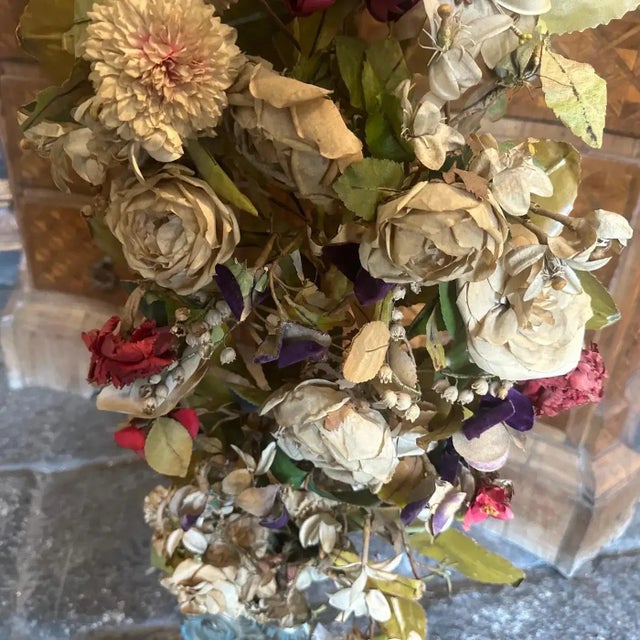 19th Century Wood Italian Decorative Palm Holder With Flower Composition For Sale - Image 9 of 9