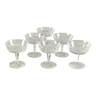 1990s Waterford, Crystal of Ireland, Makers of Luxury Premium Crystal-Lismore Champagne Coupes - Set of Six For Sale
