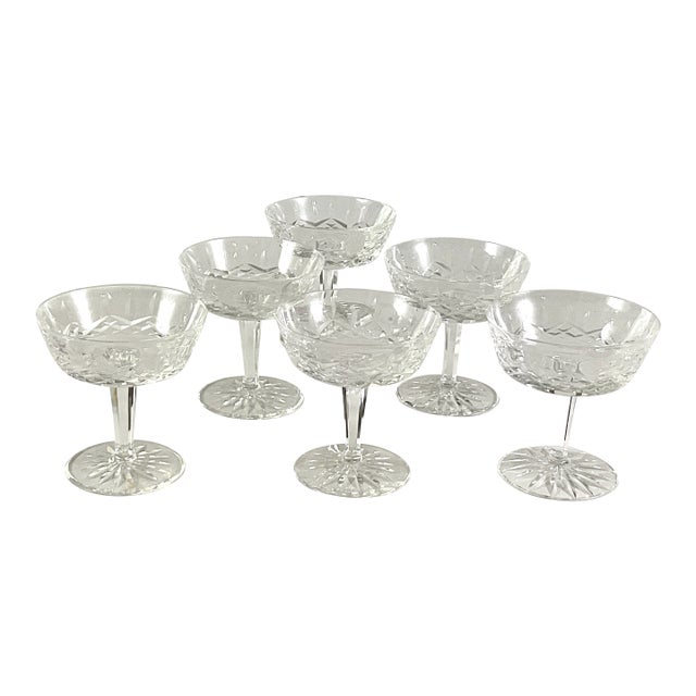 1990s Waterford, Crystal of Ireland, Makers of Luxury Premium Crystal-Lismore Champagne Coupes - Set of Six For Sale