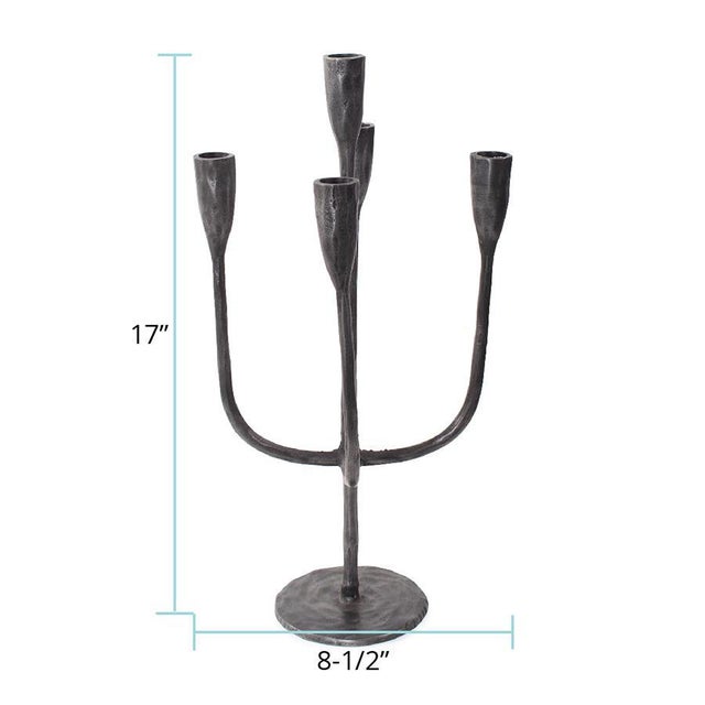 Asher Sculpted Cast Aluminum Five Arm Candle Holder- Ebony For Sale - Image 9 of 11