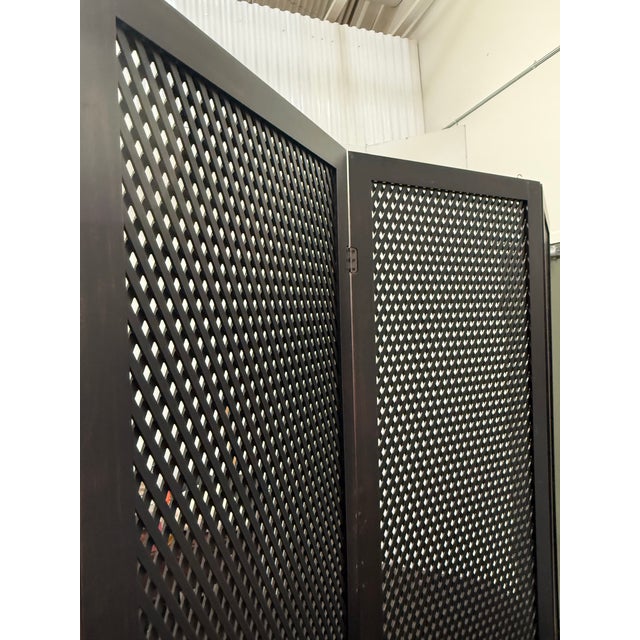 Wood Wood Lattice Folding Screen, Large For Sale - Image 7 of 12