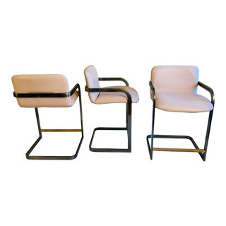 Burnished Brass Cantilever Stools by Design Institute of America, 1980's For Sale