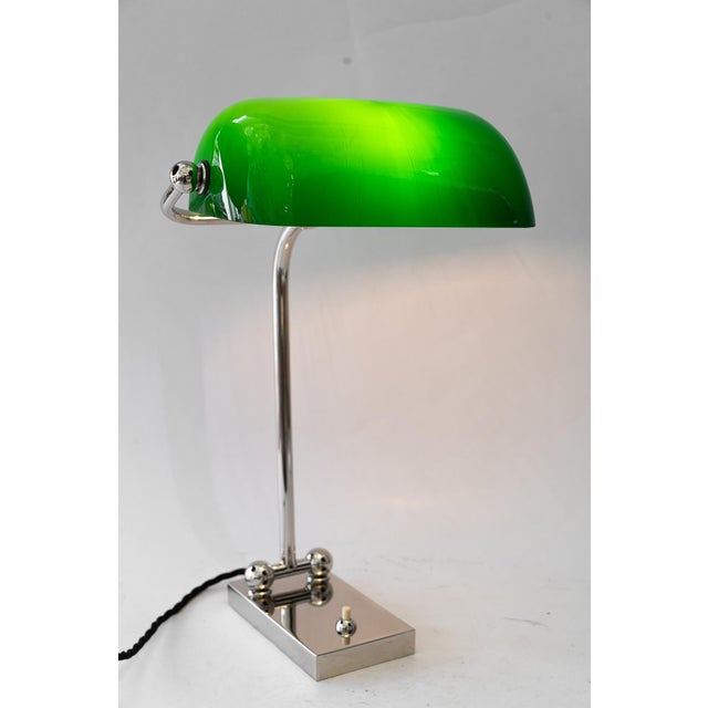 Art Deco Adjustable Nickel-Plated Banker Lamp, Vienna, Austria, 1920s For Sale - Image 15 of 16