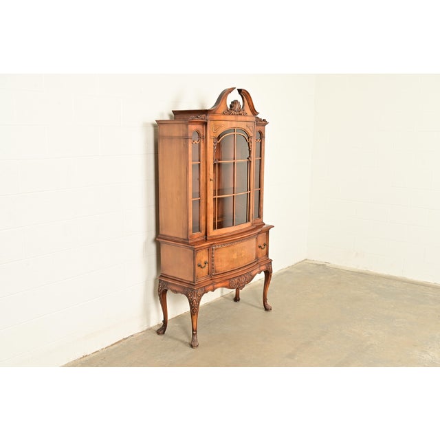 Berkey & Gay Berkey & Gay Antique Georgian Burled Walnut Breakfront Bookcase Cabinet, Circa 1920s For Sale - Image 4 of 12