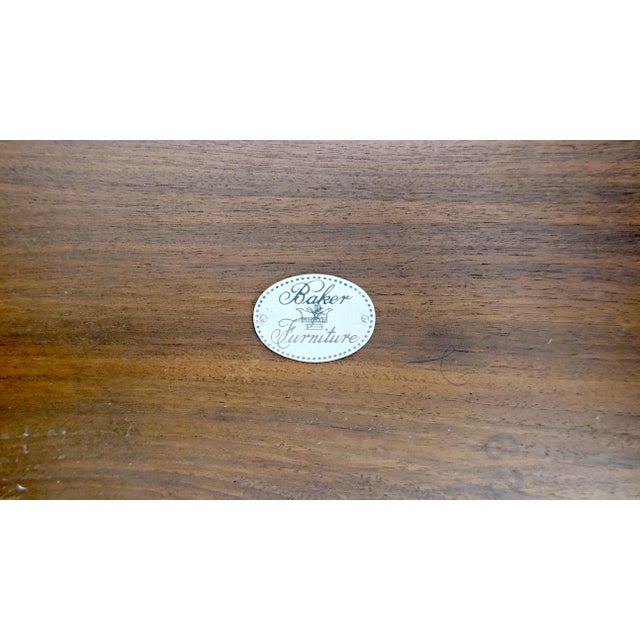 Baker Solid Walnut Pierced Carved Legs Rolled Edge Asian Console Sofa Table MINT