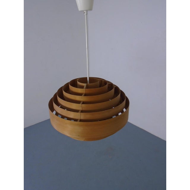 Wood Wooden Lamella Ceiling Lamp by Hans-Agne Jakobsson for Ab Markaryd, Sweden, 1960s For Sale - Image 7 of 15