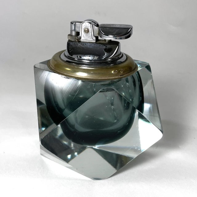 Mid-Century Modern 1960s Italian Art Glass Murano Sommerso Smoke Glass Table Lighter by Flavio Poli for Seguso For Sale - Image 3 of 10