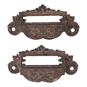 Ornate Antique Iron Apothecary Draw Pulls - a Pair