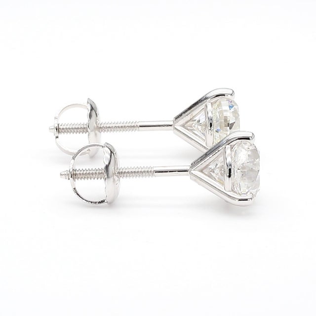Natural 2 Carat Round Diamond 14k White Gold Screw Back Martini Stud Earring For Sale In Miami - Image 6 of 10