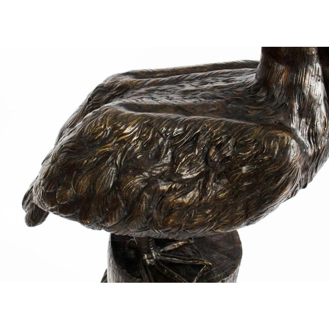 Metal Bronze Pelicans on Mooring Posts, Late 20th Century, Set of 2 For Sale - Image 7 of 17