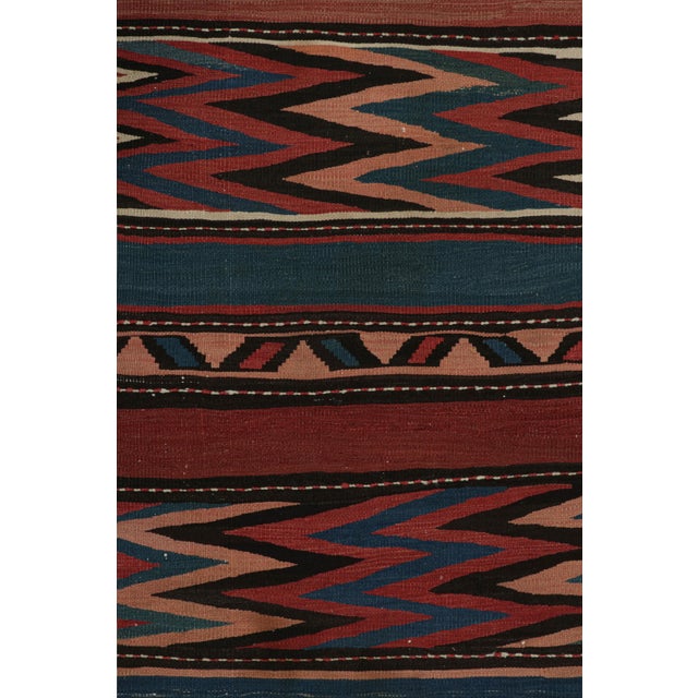 Vintage Mid-Century Shahsavan Tribal Red and Blue Wool Kilim Rug For Sale In New York - Image 6 of 7