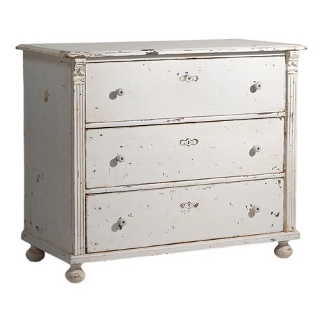 Antique Provencal White Chest of Drawers, 1920s For Sale