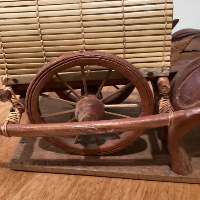 Late 19th Century Japanese Carved Wooden Ox Oxen Drawn Tumbril Cart Sculpture For Sale - Image 9 of 12