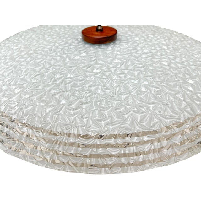 Large Vintage Flush Mount in Teak and Glass, 1960s For Sale - Image 9 of 11