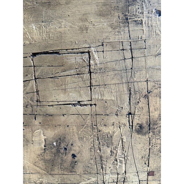 1990s Marc Lambrechts Original Abstract Mixed Media- “In Motion a 97. Oil/Asphalt on Plaster on Wood/Metal 105cm X 105cm (42”x42”) For Sale - Image 11 of 12