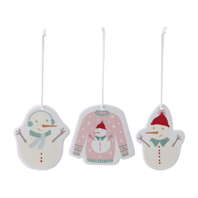 Add classic winter cheer to your holiday décor with this Ceramic Snowman Ornament Set. Featuring charming snowman designs...