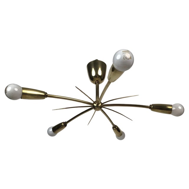 Sonne Ceiling Lamp in Brass from J. T. Kalmar, Austria, 1950s For Sale