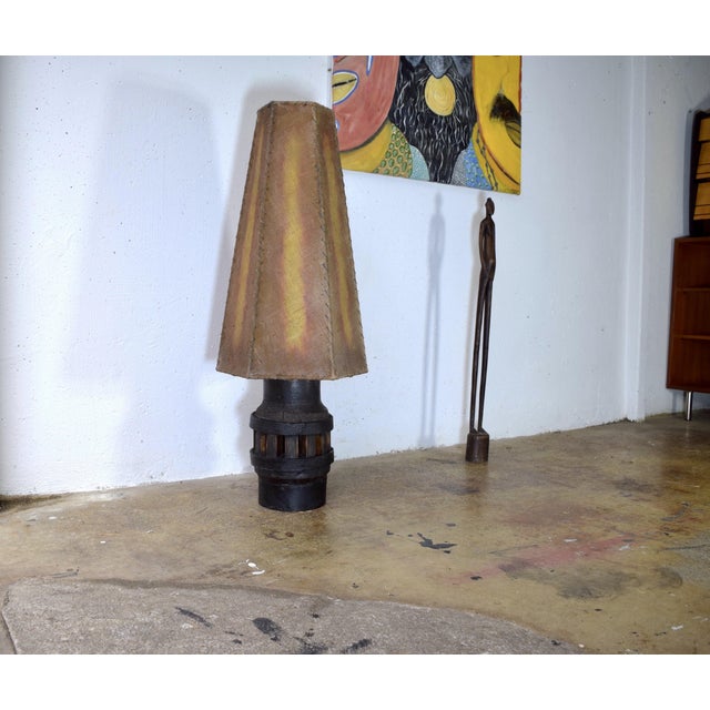 Wood Brutalist Oak Floor Lamp, 1930s For Sale - Image 7 of 8