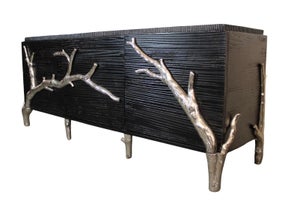 Late 20th Century Global Views 'Branch' Cabinet in Black and Silver
