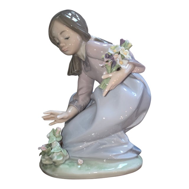 Lladro Girl Picking Gathering Flowers For Sale