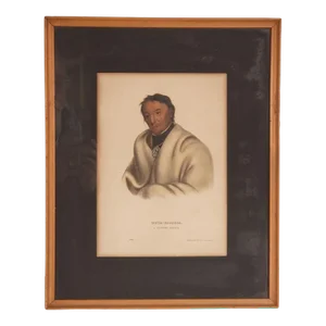 Hand-Colored Engraving of American Indians, 19th Century