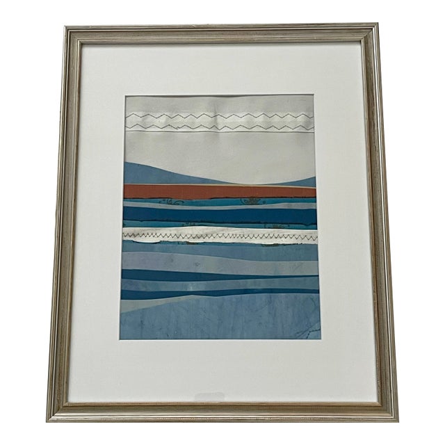 Contemporary Semi-Abstract​ Mixed Media Nautical Sailcloth Landscape​ - By JJ-Hogan | the Essence of Experience, Framed For Sale