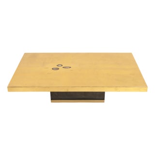 Coffee Table in Etched Brass by Lova Creation, 1980s For Sale