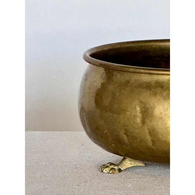 1900s Antique Brass Bowl With Clawfoot Detail, great patina! perfect for a little moss arrangement or fruit