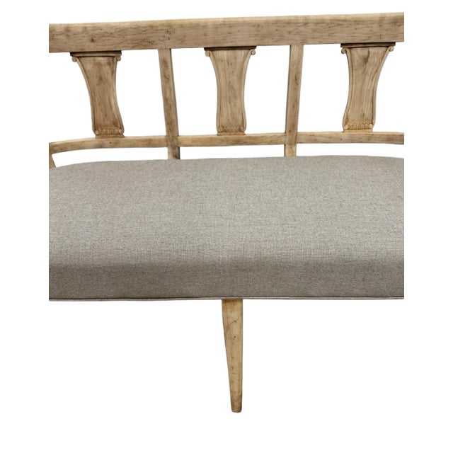 Early 20th Century Early 20th Century Vintage Bleached Carved Wood Bench For Sale - Image 5 of 9