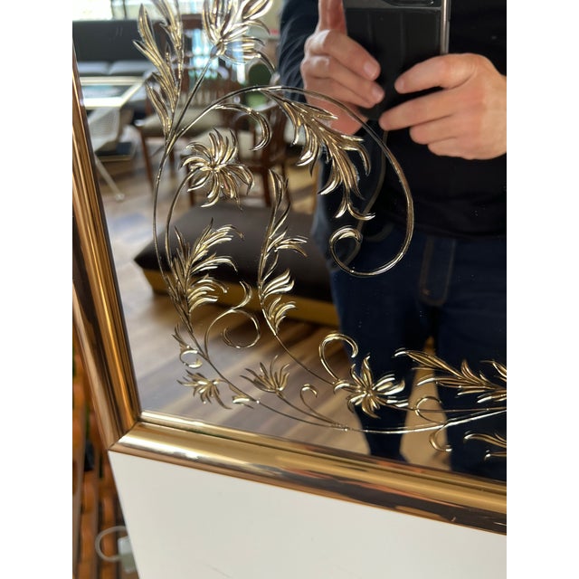 Glass Vintage Postmodern 1980s Square Wall Mirror Gold Gilt Frame For Sale - Image 7 of 12