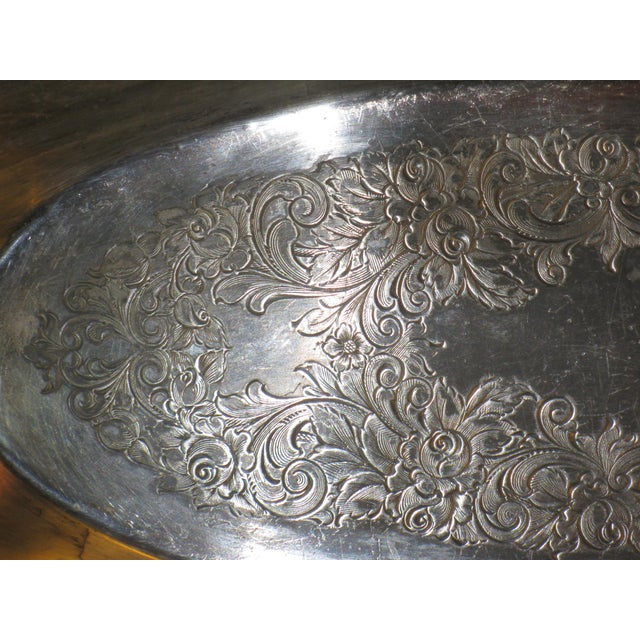 Metal Dish Bowl Silverplate Derby Sliver Co. Art Nouveau Flowers Engraved For Sale - Image 7 of 16