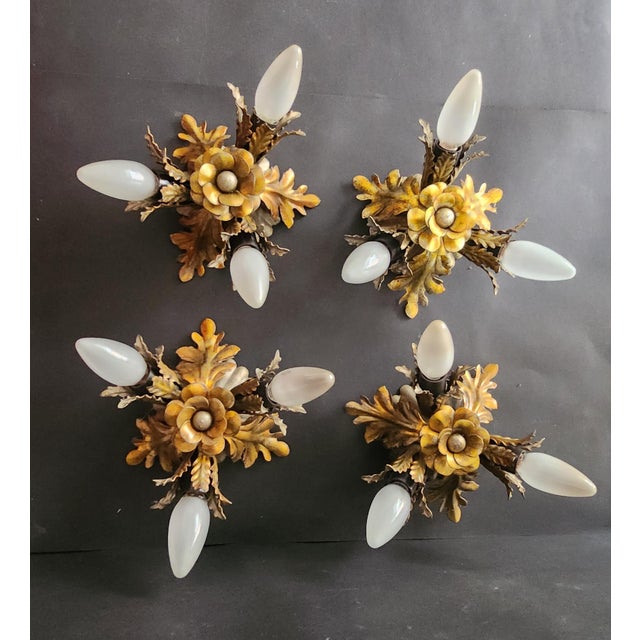 Gold-plated and silver-plated hand-forged three-light banci firenze florentine ceiling light, wall sconce, flush mount...
