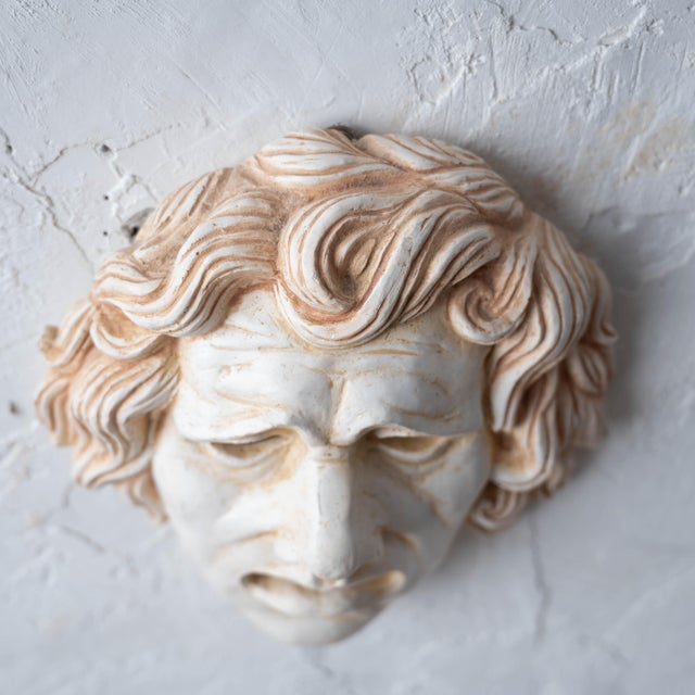 Sculpture Materials Neoclassical Plaster Tragedy Mask, C. 1980 For Sale - Image 7 of 8