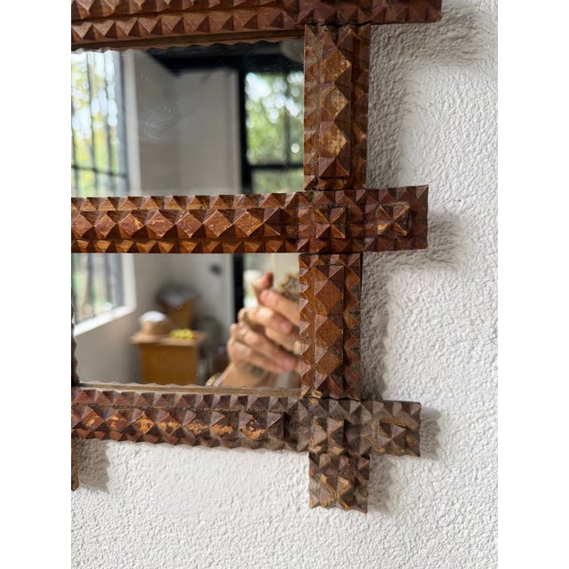 Brown Tramp Art Mirror Frames, 1890s, Set of 2 For Sale - Image 8 of 18