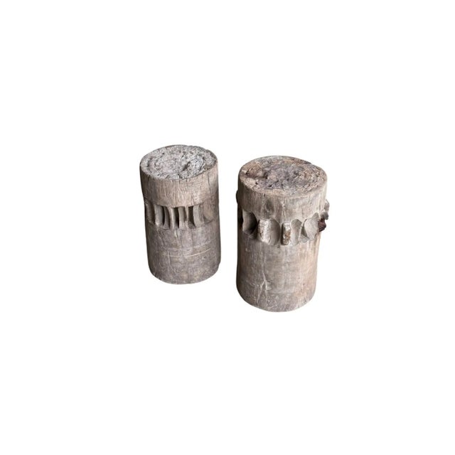 Set of Solid Teak Sugar Cane Crushers / Grinders From Java, Indonesia C. 1900 For Sale - Image 6 of 11