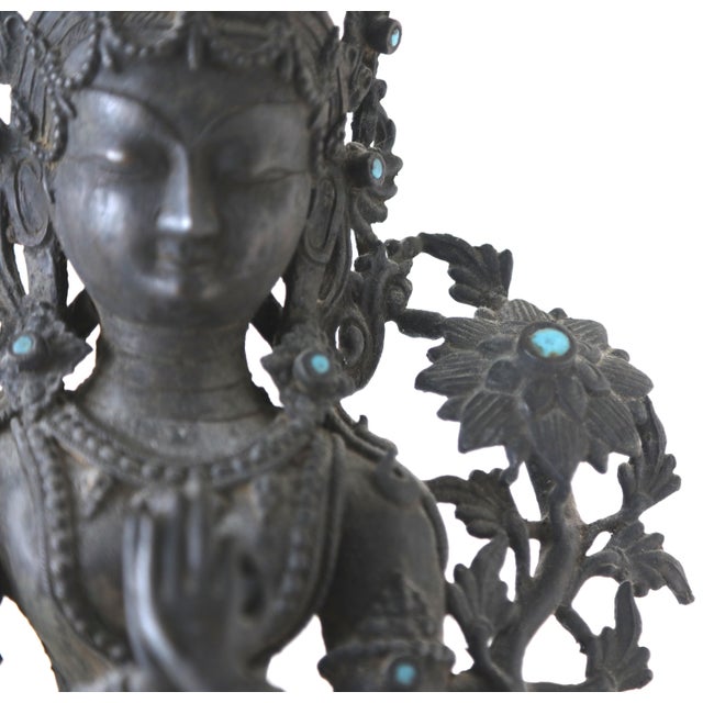 Antique 19th Century Bronze Tibetan Bodhisattva Signed For Sale - Image 11 of 15