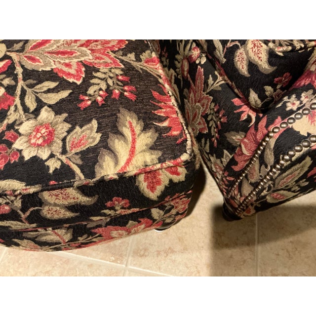 Textile Smith Brothers of Berne Traditional Floral Tilt-Back Chair and Ottoman - Set of 2 For Sale - Image 7 of 17