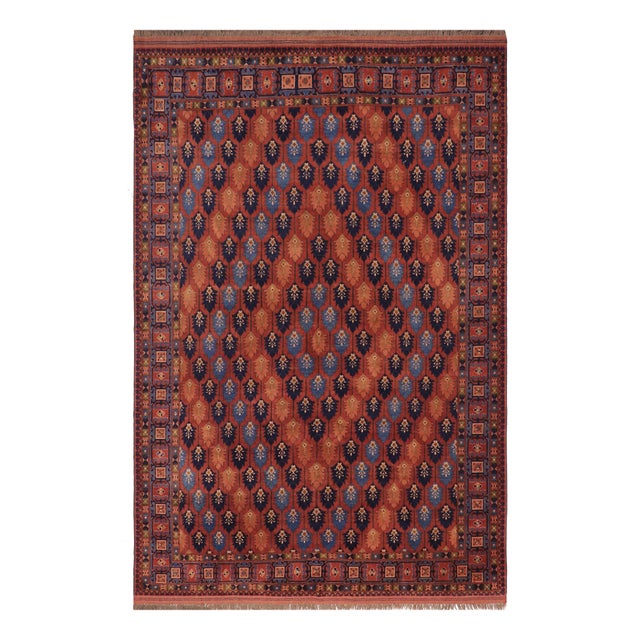 Blue Tribl Kargahi 1980's Rust/Blue Hand-Knotted Wool Rug - 7'3'' X 10'2'' For Sale - Image 8 of 9
