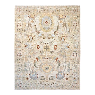 Persia Sultanabad Wool 8x10 Ivory, Tan, Green & Red Handmade Area Rug #1143039 For Sale