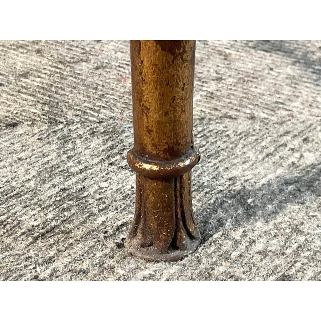 Vintage Oval Gilded Iron and Glass Top Coffee Table Attributed to Minton-Spidell For Sale In New York - Image 6 of 7