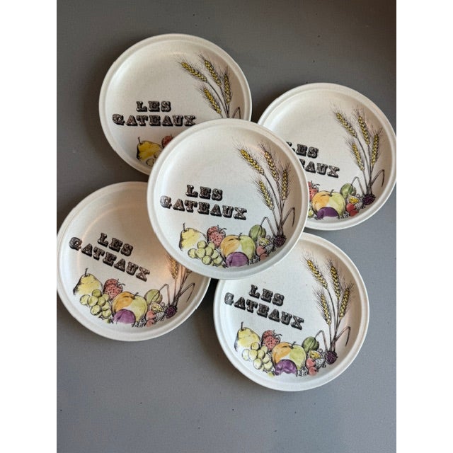 Vintage Gien France Les Gâteaux Dessert Plates, Set of 5 Charming set of five vintage Gien France “Les Gâteaux” dessert...